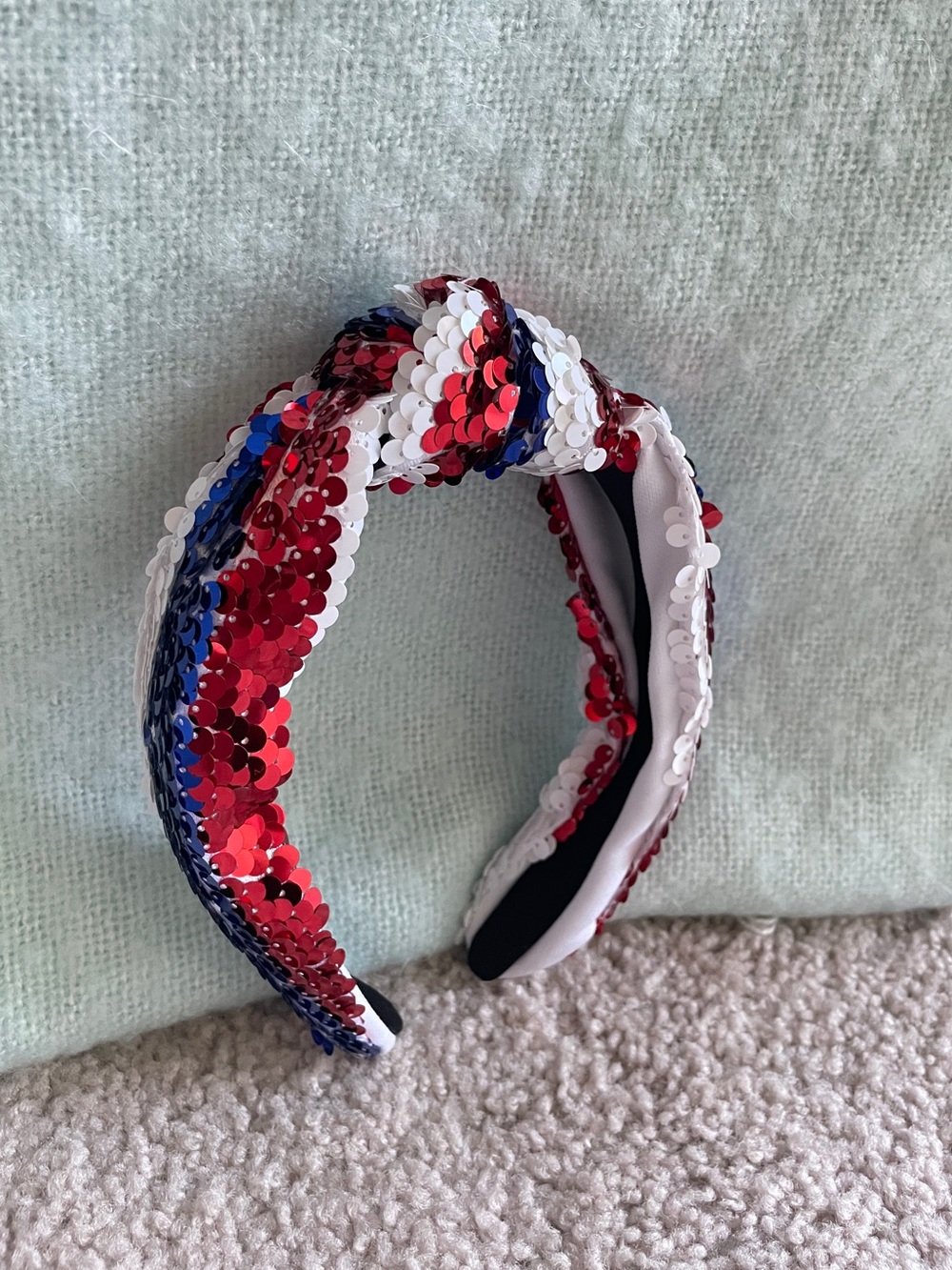 Sequin Knotted Headband in Red White & Blue - Patriotic USA Fourth of July